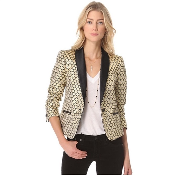Juicy Couture Jackets & Blazers - Juicy Coture Palladium Brocade Metallic Blazer in Gold Sz 0